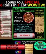 THIS AUCTION ONLY! BU Shotgun Lincoln 1c roll, 1989-p 50 pcs Plus THREE bonus random date BU roll! B