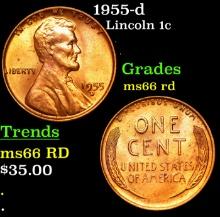 1955-d Lincoln Cent 1c Grades GEM+ Unc RD