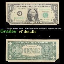 1963B "Barr Note" $1 Green Seal Federal Reserve Note Grades vf details