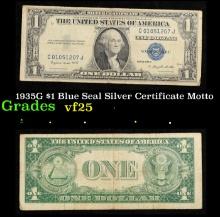 1935G $1 Blue Seal Silver Certificate Grades vf+ Motto