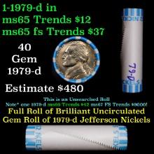 BU Shotgun Jefferson 5c roll, 1979-d 40 pcs Bank $2 Nickel Wrapper