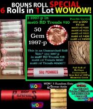 THIS AUCTION ONLY! BU Shotgun Lincoln 1c roll, 1997-p 50 pcs Plus THREE bonus random date BU roll! B