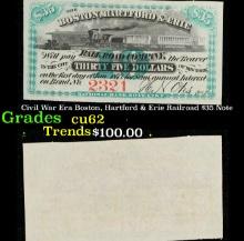 Civil War Era Boston, Hartford & Erie Railroad $35 Note Grades Select CU