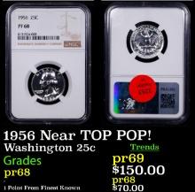 Proof NGC 1956 Washington Quarter Near TOP POP! 25c Graded pr68 By NGC