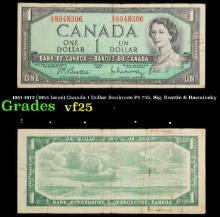 1961-1972 (1954 Issue) Canada 1 Dollar Banknote P# 75b, Sig. Beattie & Rasminsky Grades vf+