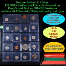 Unique Father & 2 Sons US ONLY Collection,The kids focused on Proofs and Dad on SILVER business stri