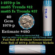 BU Shotgun Jefferson 5c roll, 1979-p 40 pcs Bank $2 Nickel Wrapper