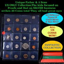 Unique Father & 2 Sons US ONLY Collection,The kids focused on Proofs and Dad on SILVER business stri