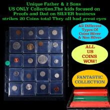 Unique Father & 2 Sons US ONLY Collection,The kids focused on Proofs and Dad on SILVER business stri