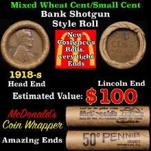 Lincoln Wheat Cent 1c Mixed Roll Orig Brandt McDonalds Wrapper, 1918-s end, Wheat other end