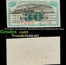 Civil War Era Boston, Hartford & Erie Railroad $35 Note Grades Select CU