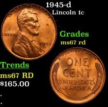 1945-d Lincoln Cent 1c Grades GEM++ Unc RD