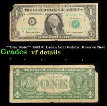 **Star Note** 1963 $1 Green Seal Federal Reserve Note Grades vf details
