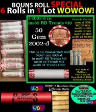 THIS AUCTION ONLY! BU Shotgun Lincoln 1c roll, 2002-d 50 pcs Plus THREE bonus random date BU roll! B