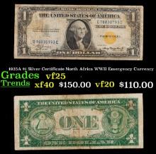 1935A $1 Silver Certificate North Africa WWII Emergency Currency Grades vf+