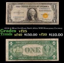 1935A $1 Silver Certificate North Africa WWII Emergency Currency Grades vf+