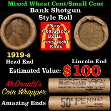 Lincoln Wheat Cent 1c Mixed Roll Orig Brandt McDonalds Wrapper, 1917-s end, Wheat other end