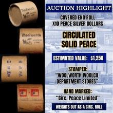 *Uncovered Hoard* - Covered End Roll - Marked "Peace Limited" - Weight shows x10 Coins (FC)