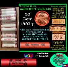 THIS AUCTION ONLY! BU Shotgun Lincoln 1c roll, 1995-p 50 pcs Plus one bonus random date BU roll! Ban