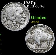 1937-p Buffalo Nickel 5c Grades Choice AU