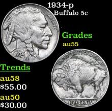 1934-p Buffalo Nickel 5c Grades Choice AU