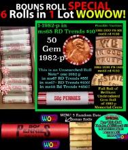 THIS AUCTION ONLY! BU Shotgun Lincoln 1c roll, 1982-p 50 pcs Plus FIVE bonus random date BU roll! Ba