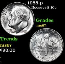 1955-p Roosevelt Dime 10c Grades GEM++ Unc