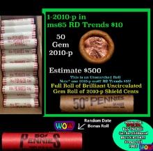 THIS AUCTION ONLY! BU Shotgun Lincoln 1c roll, 2010-p 50 pcs Plus one bonus random date BU roll! Ban