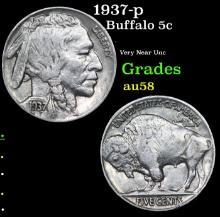 1937-p Buffalo Nickel 5c Grades Choice AU/BU Slider