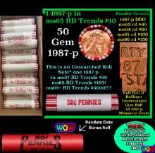 THIS AUCTION ONLY! BU Shotgun Lincoln 1c roll, 1987-p 50 pcs Plus one bonus random date BU roll! Ban