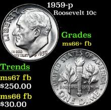 1959-p Roosevelt Dime 10c Grades Gem++ Full Bands