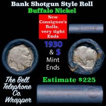 Buffalo Nickel Shotgun Roll in Old Bank Style 'Bell Telephone' Wrapper 1930 & s Mint Ends