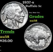 1937-s Buffalo Nickel 5c Grades Choice AU/BU Slider