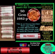 THIS AUCTION ONLY! BU Shotgun Lincoln 1c roll, 1982-p 50 pcs Plus one bonus random date BU roll! Ban