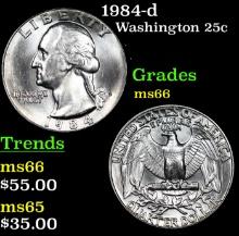 1984-d Washington Quarter 25c Grades GEM+ Unc