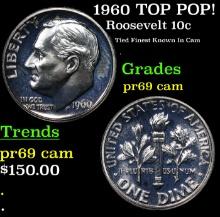 Proof 1960 Roosevelt Dime TOP POP! 10c Graded pr69 cam BY SEGS