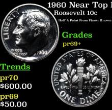 Proof 1960 Roosevelt Dime Near Top Pop! 10c Graded pr69+ BY SEGS