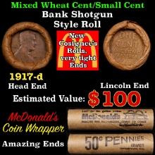 Lincoln Wheat Cent 1c Mixed Roll Orig Brandt McDonalds Wrapper, 1917-d end, Wheat other end