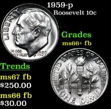 1959-p Roosevelt Dime 10c Grades Gem++ Full Bands