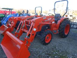 2017 KUBOTA L2501 TRACTOR ROPS, 4WD, W/ 2545 FRONT LOADER W/ BUCKET, ONLY 4