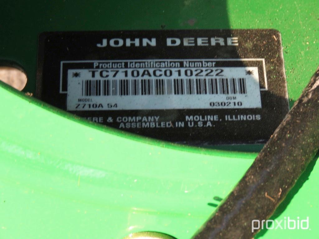 JOHN DEERE Z710A - ZTRAK ZERO TURN MOWER 54" CUT, KOHLER COMMAND 23HP ENGINE, ROPS, SERIAL #TC710AC0