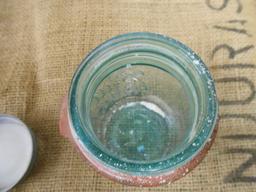 ANTIQUE GREEN PINT MASON JAR W/ ZINC LID