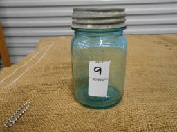 ANTIQUE GREEN PINT MASON JAR W/ ZINC LID