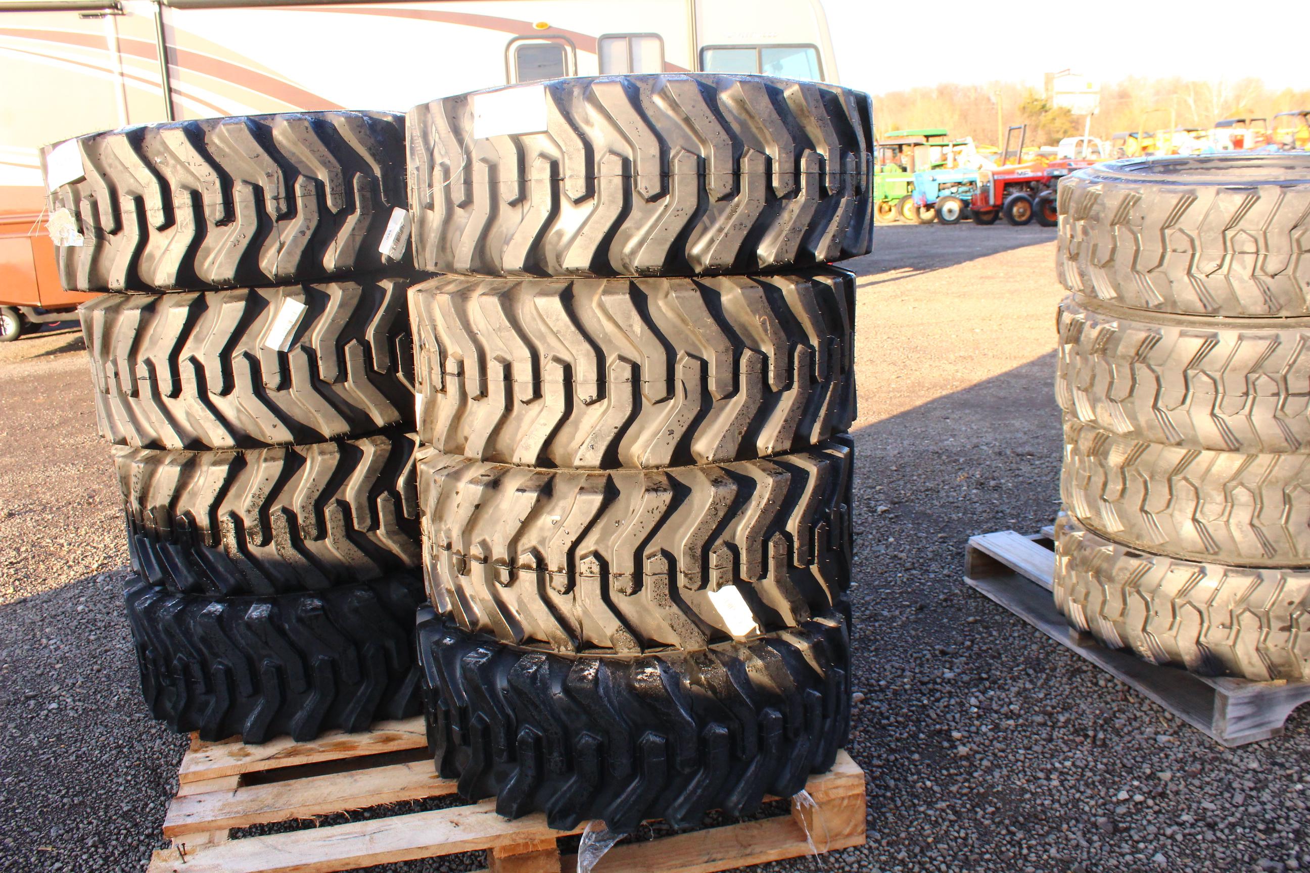 "UNUSED QTY 4) 12-16.5 SKID STEER TIRES SKS332, TAG #8500