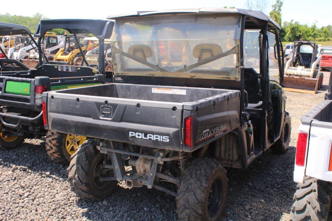 POLARIS CREW DIESEL UTV 4 SEATER, 4WD, WINDSHEILD, ROOF AND BACK GLASS, VIN# 4XAWH90D4D2713544 TAG#