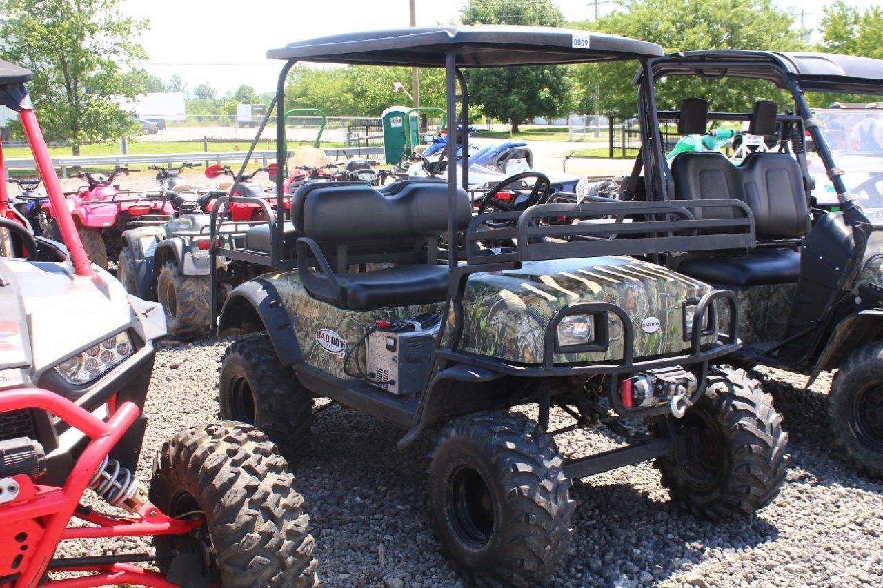 BAD BOY ELECTRIC BUGGY TOP, FRONT RACK, WINCH, NEW BATTERIES, S# 8003958 TAG# 5257