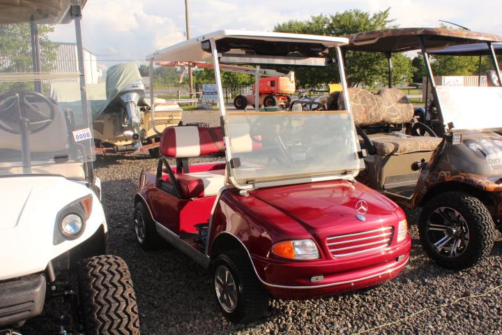 CLUB CAR 48V ELECTRIC GOLF CART CUSTOM MERCEDES BENZ, AUDIO SYSTEM & SPINNER WHEELS,TOP, WINDSHIELD,