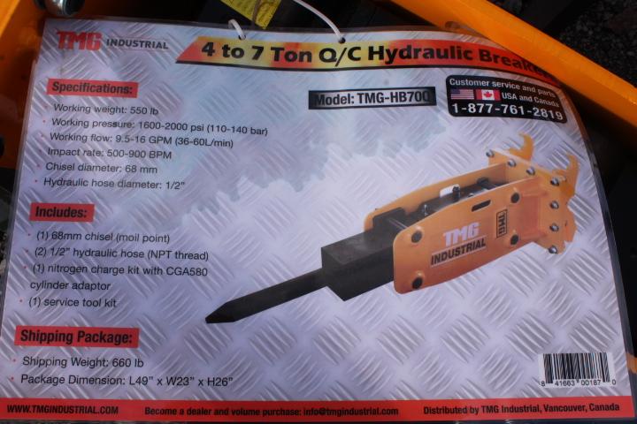 SKID STEER HYDRAULIC BREAKER 7 TON Q/C