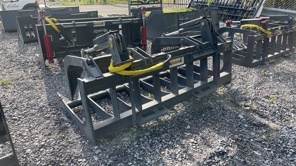 UNUSED 74" SKID STEER SKELETON GRAPPLE BUCKET