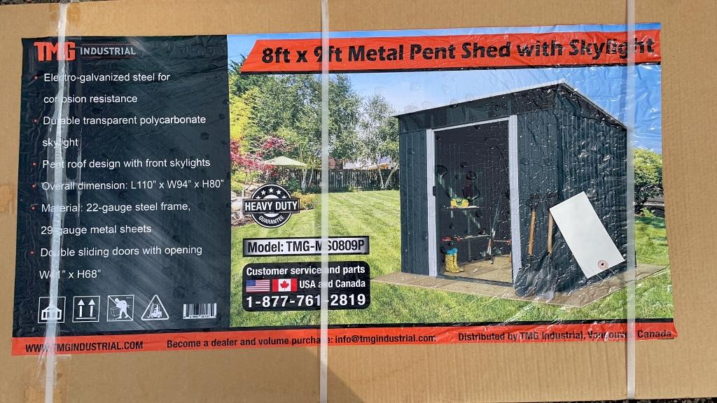 UNUSED 8'X9' METAL SHED WITH SKYLIGHT